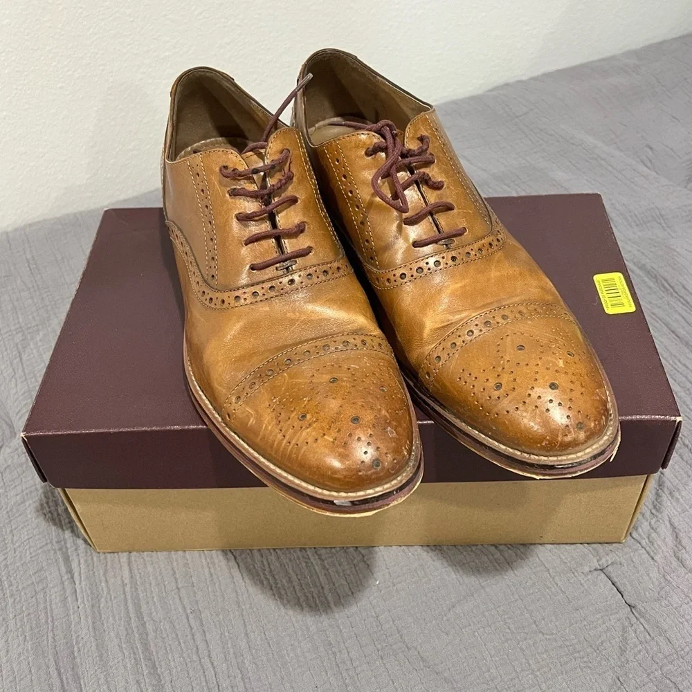 Johnston & Murphy Conrad cap toe tan calf skin shoes